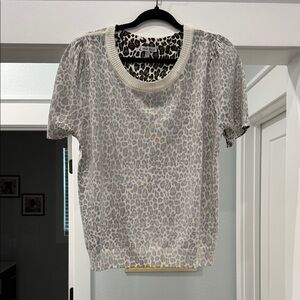 White Birch Leopard Print Blouse - Gray and White